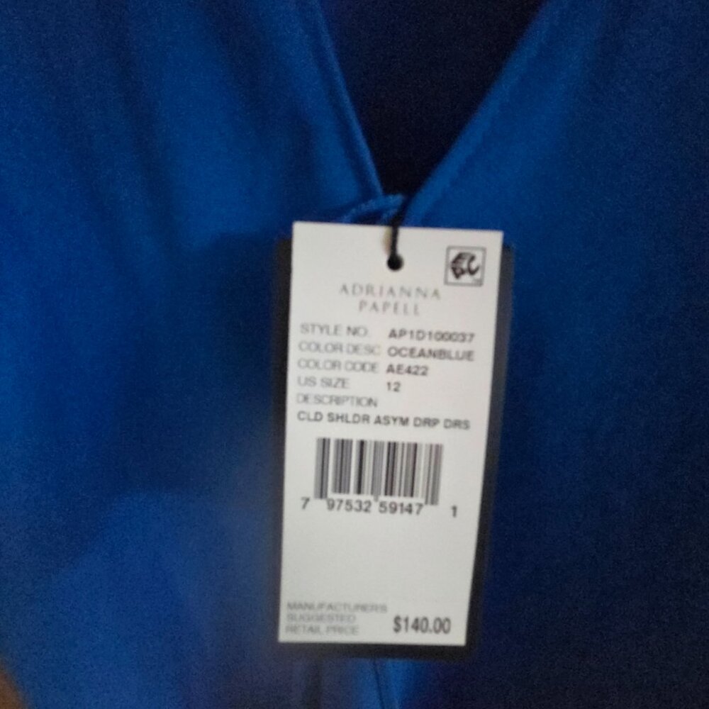 Adrianna Papeli oceanblue drape style dress, NEW and never worn - Picture 2 of 6